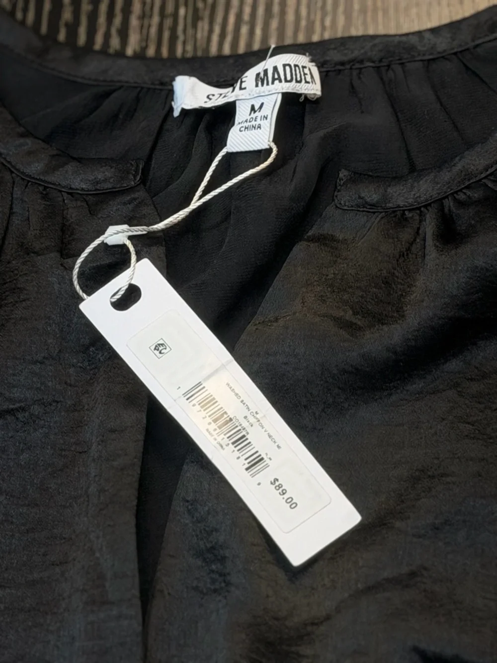 Steve Madden Black Satin-Style Ruffle Dress - Picture 4 of 4